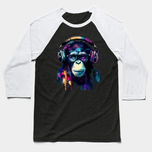 Banksy DJ Monkey with Headphones Baseball T-Shirt